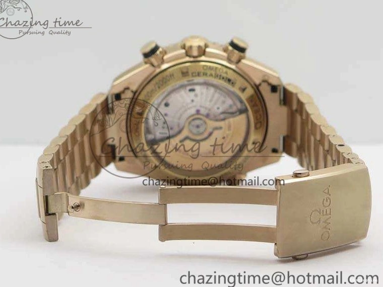 0328 Seamaster Pro Chrono RG Best Edition Black Ceramic Black Dial On RG Bracelet A ComfortFit 8130